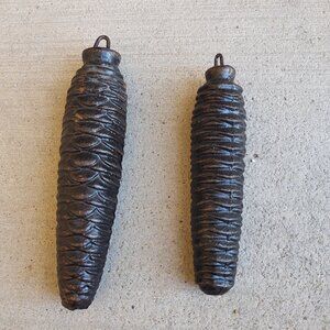 LONG PINE CONE CAST IRON COOKOO CLOCK BALANCE WEIGHT SET REPLACEMENT PARTS